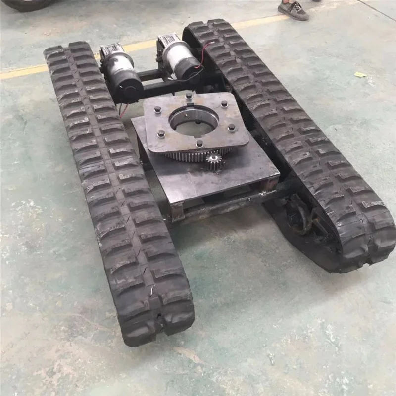 24v 48v DC Electric motor Rubber crawler track carrier platform Tracked Undercarriage Chassis with  motor