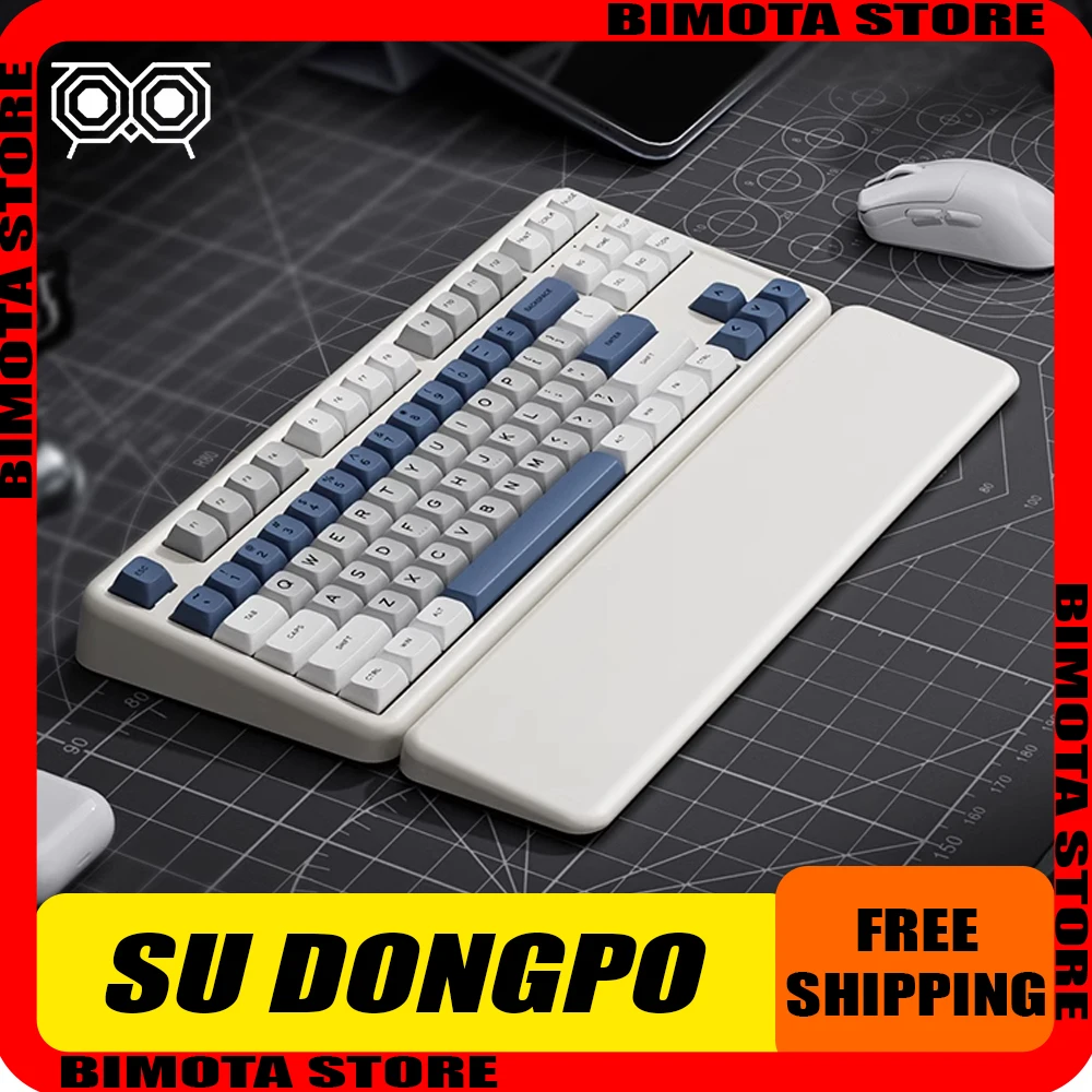 Jianshangjia Su Dongpo Mechanical Keyboard 8000mAh Three Mode RGB Hot Swap Wireless Gaming Keyboard Ergonomics Pc Gamer Office