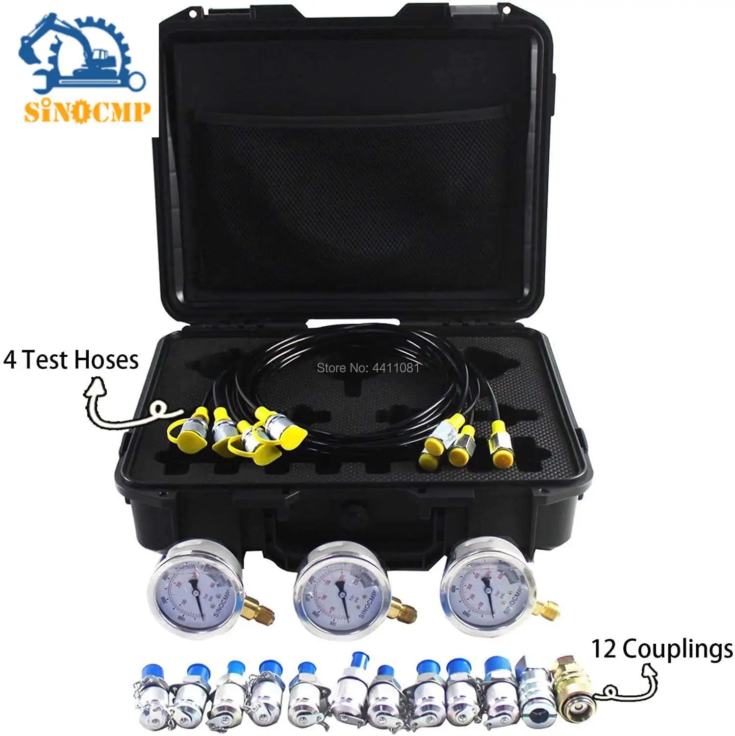 

1set Hydraulic Test Gauge Kit for Excavators Pressure Gauges Kit Upgraded Version 25Mpa/40Mpa/60Mpa with 2 Year Warranty