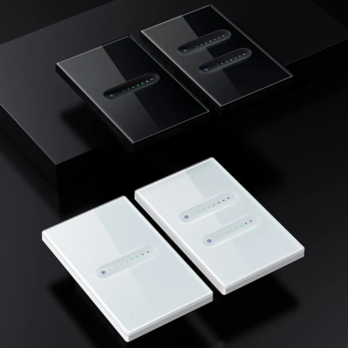 *A02R Tuya WiFi Smart Dimmer Switch 2 Gang Dimmer Light Switch Touch Panel APP التحكم عن بعد يعمل مع Alexa Google Home، A