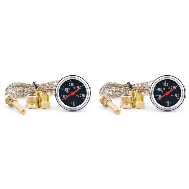 

2 Set 2Inch 52MM Mechanical 12V Water Temp Gauge 50-140℃/130-280℉ Water Temperature Gauge Car Meter With Sensor