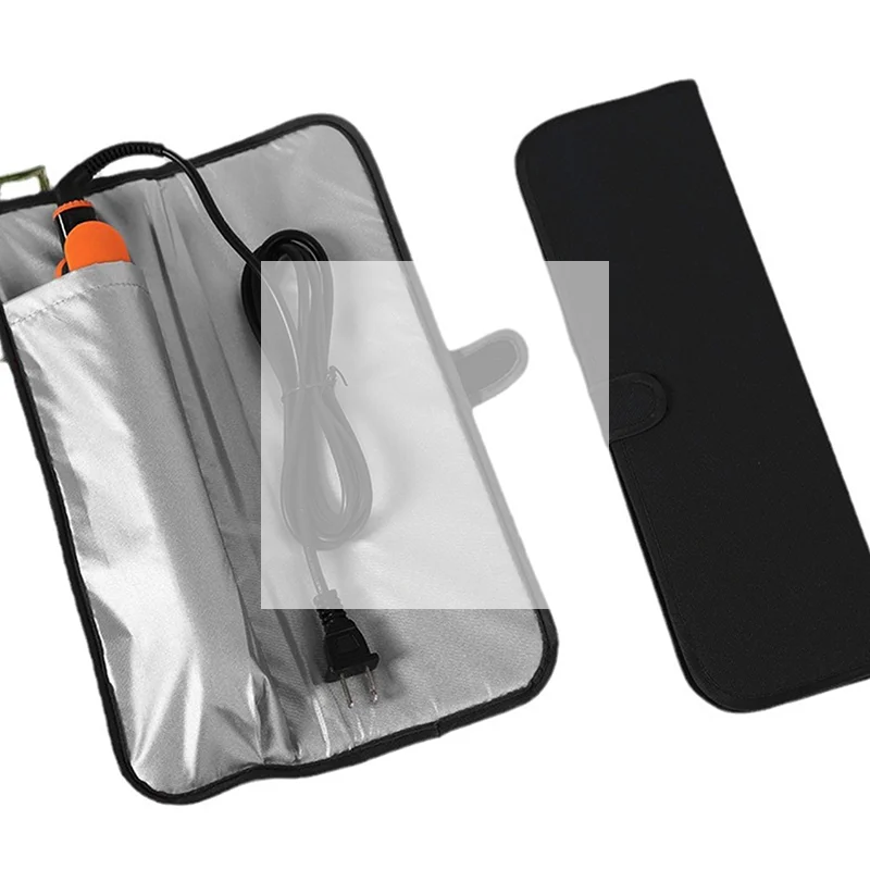 ストレートヘアアイロン収納袋カーリング耐熱収納袋ヘアフラットアイロンカーラー女性折りたたみ旅行バッグ