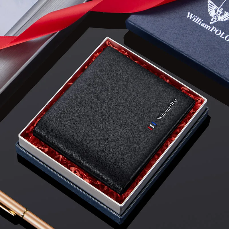 Genuine leather men's short wallet, fashionable multifunctional card holder, personalized card bag