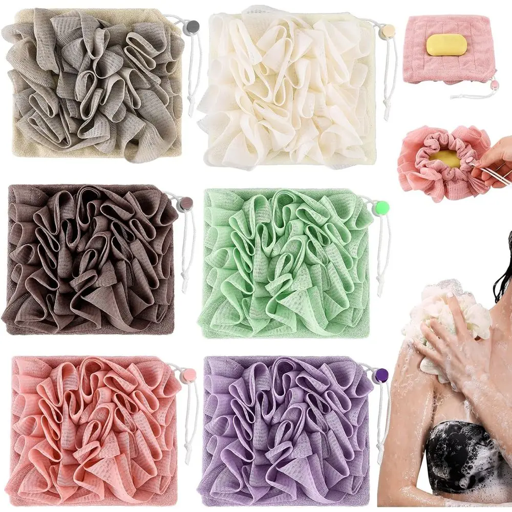 

Dual-Function Washcloth and Loofah Set: Exfoliating Mesh Shower Ball with Soap Bar for Cleansing and Smooth Skin (Multicolor)