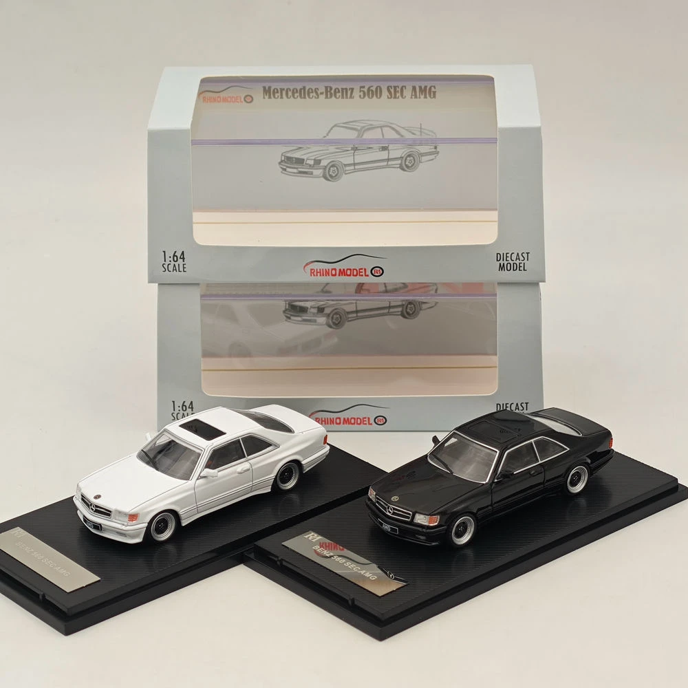 Diecast rm 1:64 escala mercedes-benz 560sec amg w126 liga modelo de carro brinquedo colecionável presente lembrança exibição ornamento