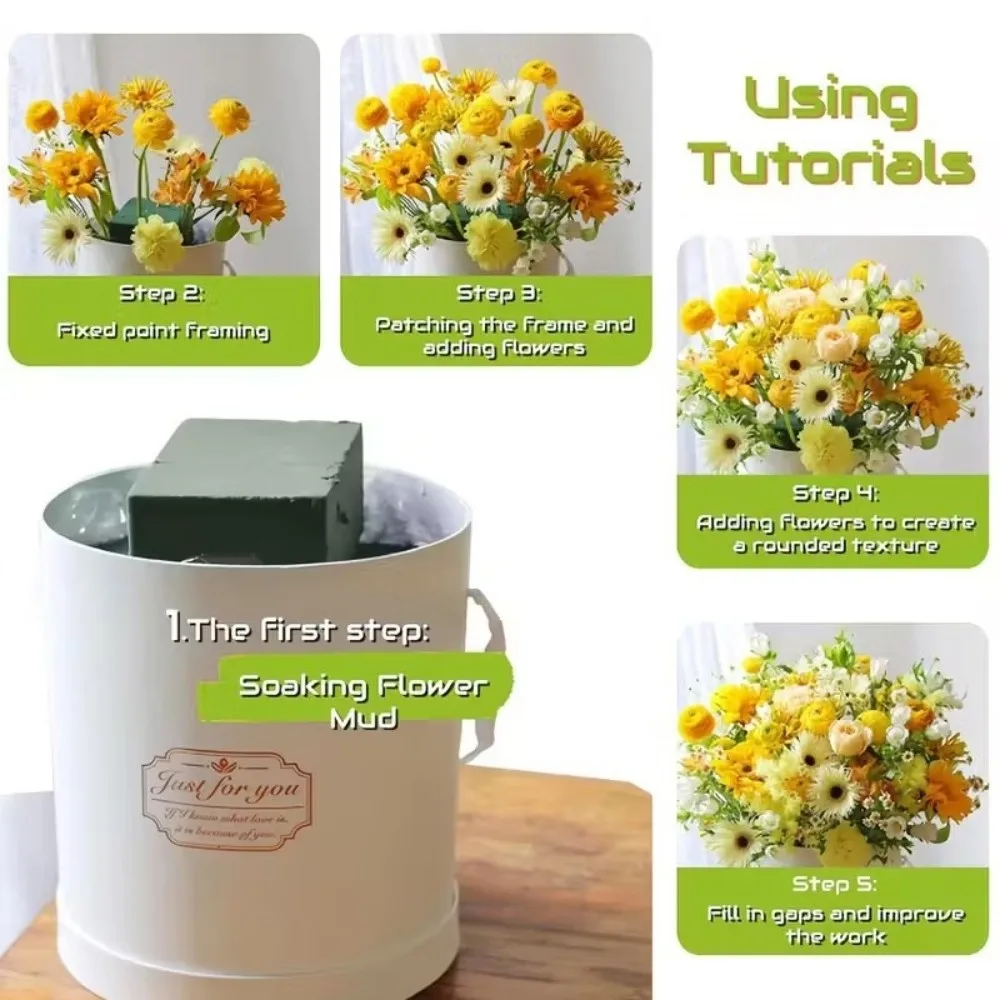 Green Flower Arrangement Foam Absorbent Rectangle Shape DIY Flower Holder Drying Wet Function Florist Styrofoam Blocks