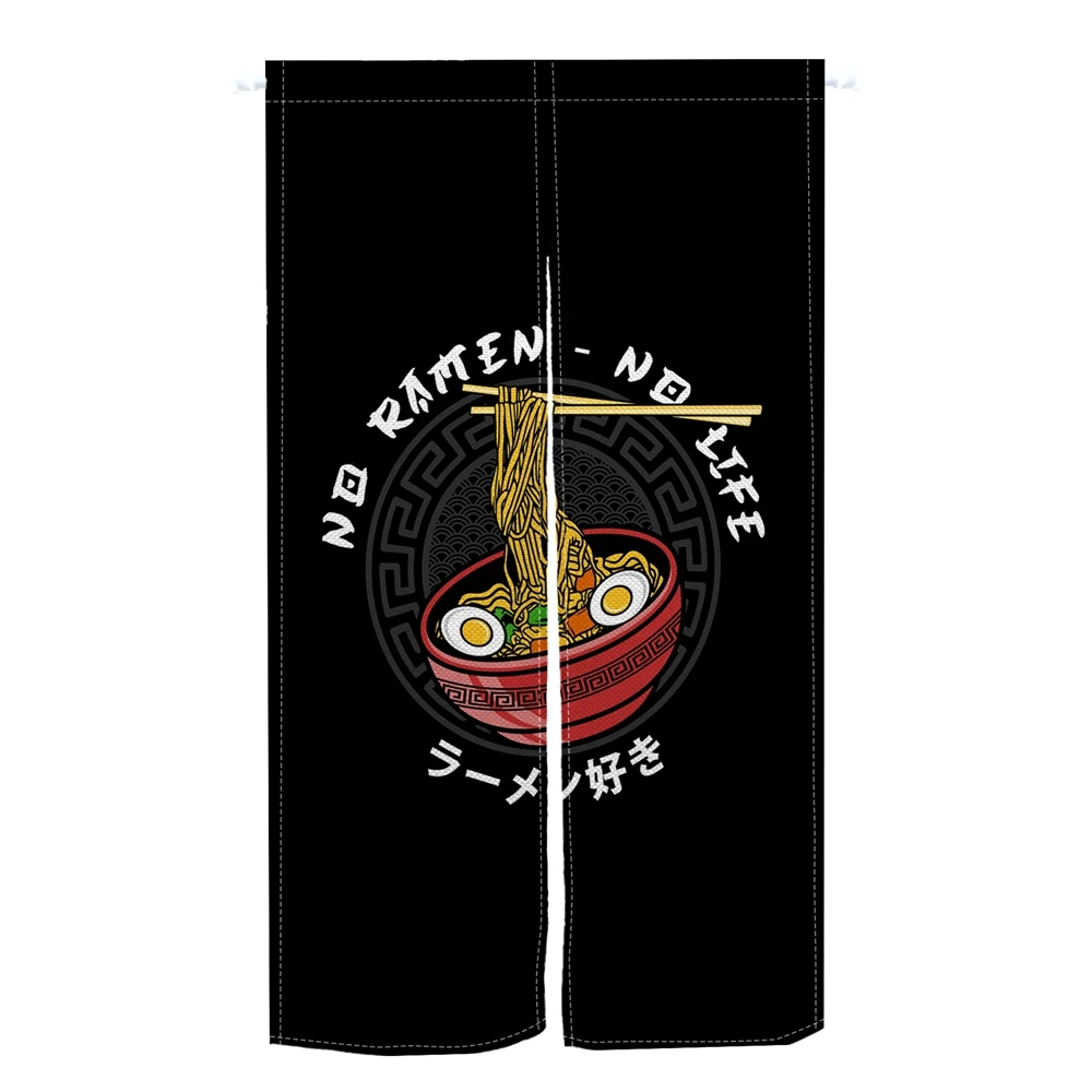 Cartoon Ramen Door Curtain Japanese Sushi Restaurant Bathhouse Partition Linen Doorway Hanging Split Half Curtain