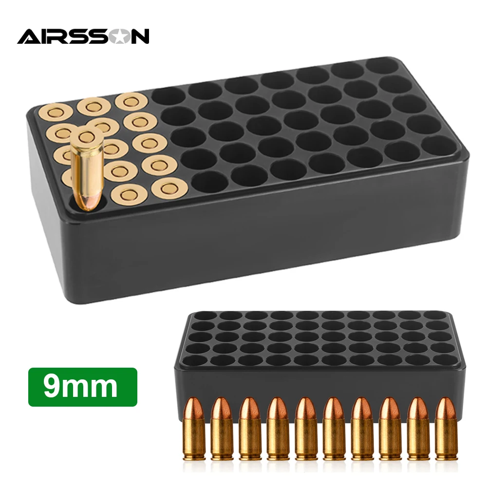 50 Rounds Ammo Checker 9mm Chamber Checker Bullet Cartridge Case Gauge for Reloading Equipment Airsoft Hunting Accessories