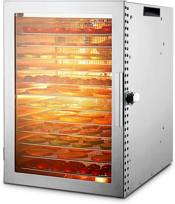 Food-Dehydrator Machine 12 Stainless Steel Trays, 800W Dehydrator for Herbs, 10.9ft² Meat Dehydrator for Jerky