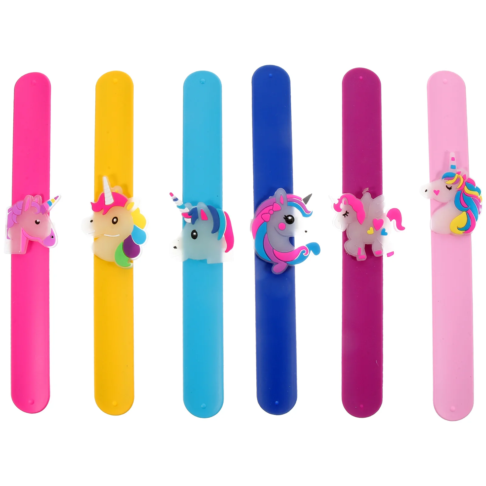 

6 Pcs Luminous Silicone Patter Ring Glow Bracelets Slap Wrist Band Silica Gel Wristbands