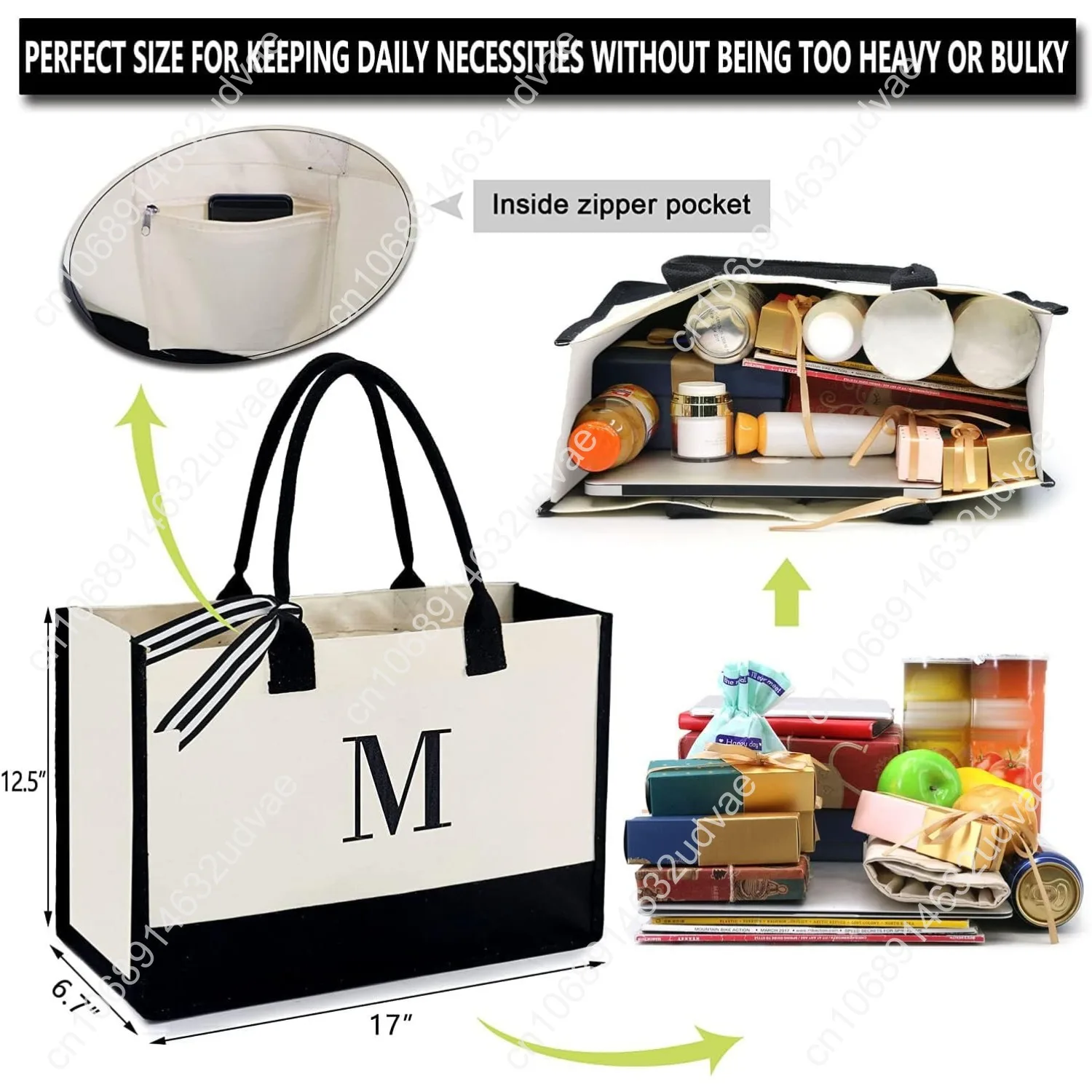 BeeGreen Personalized-Tote-Bag-for Women Mom Teacher Friends Sister Gift Bags with Comestic Bag