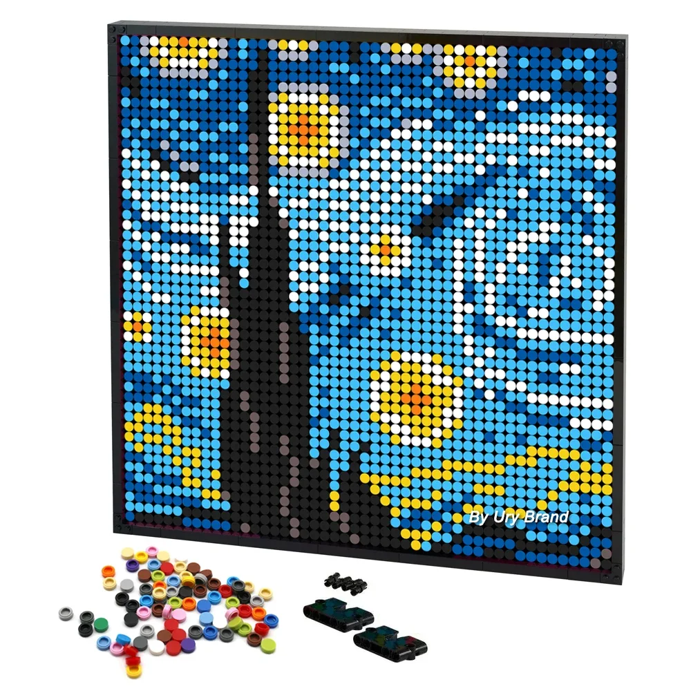 Fai da te Starry Night Pixel Pop Art Building Blocks mosaico pittura Jigsaw Bricks decorativo con i numeri MOC Toys House Creative Gift