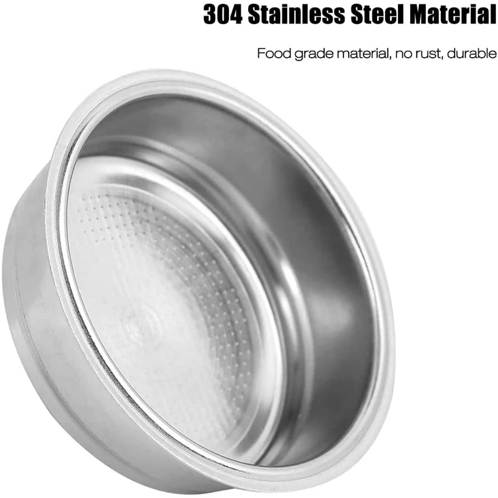Cesta de filtro de café de 51mm, filtro de 2 tazas y 1 taza portafiltro sin fondo, filtro de café de acero inoxidable de 2 piezas