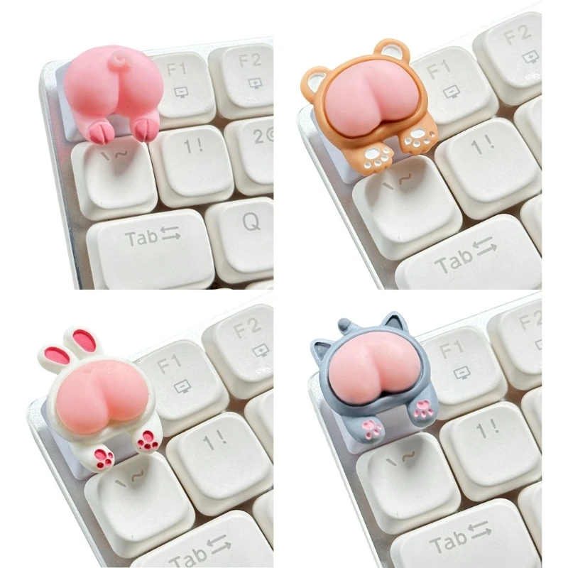 Collectible 3D ABS Keycap Pink Piggy Rabbit Cats Bear Butt Keycap for Keyboards Builder Dropship