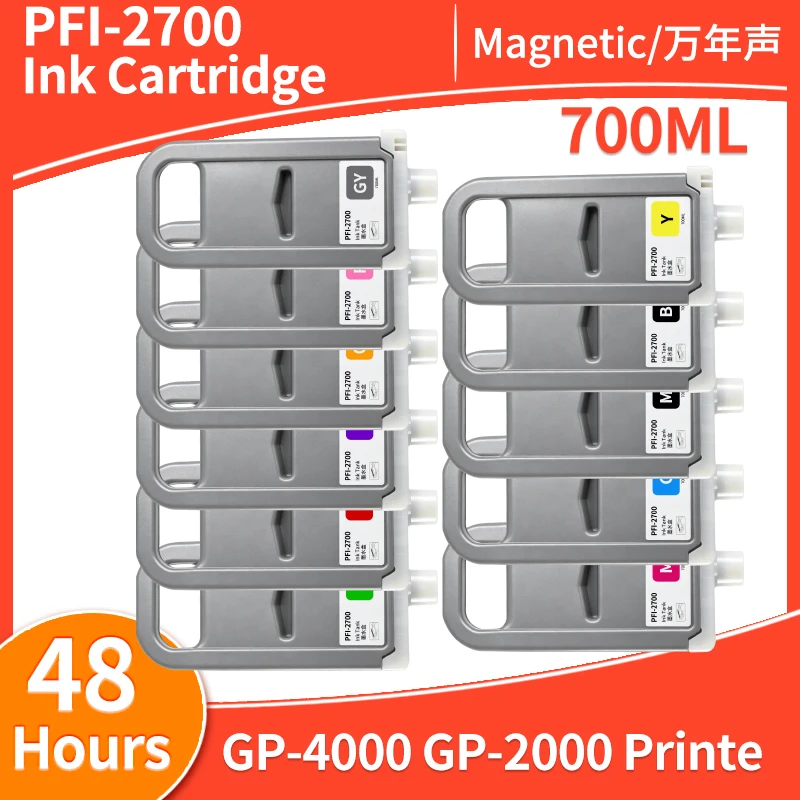 700ML PFI2700 PFI-2700 PFI 2700 Ink Cartridge Compatible For Canon imagePROGRAF GP-4000 GP-2000 Printer With Pigment Ink 11color