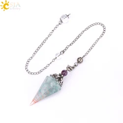 Spiritual Crystal Pendulum Natural Chip Bead Resin Pendant Pendules for Radiesthesia Healing Pendulums Jewelry Man Women T018