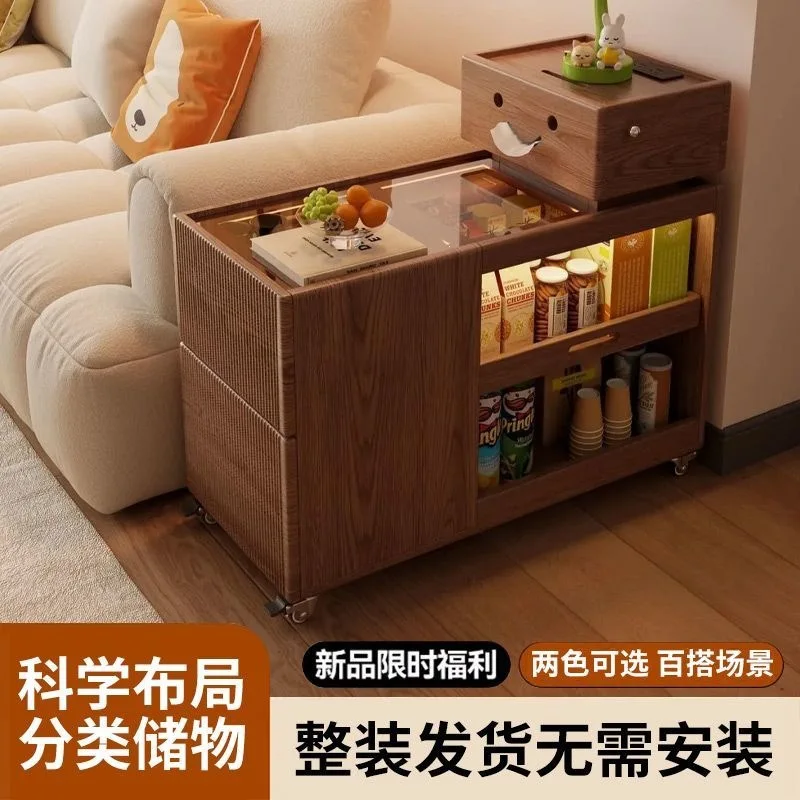 Robot sofa side coffee table side cabinet living room movable cabinet creative storage cabinet solid wood home