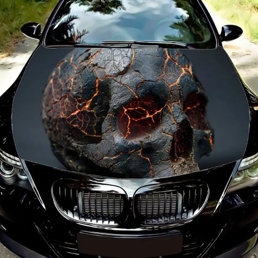 

Lava Skull,Car Hood Decal, Self-Adhesive Waterproof PVC Car hood Sticker,Car Decoration Scratch Resistant Sticker Protection, Au