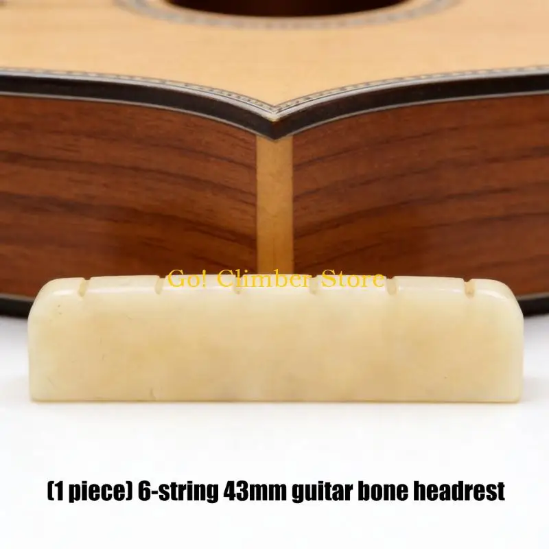 Q84C Bone Guitar Nut 43mm for 6 String Guitar Repair, Polished Rounded Edge Replacement Part for Regular Maintenance, Nut Swaps,