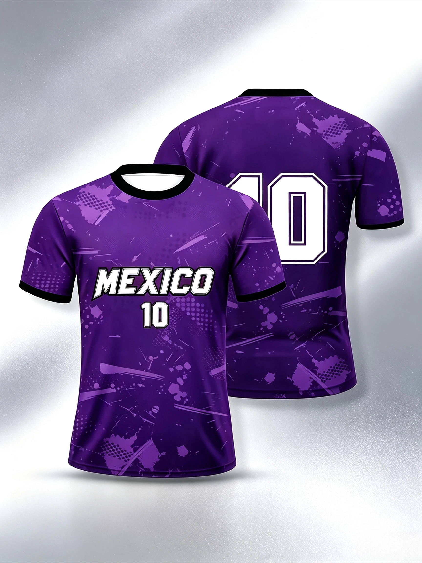 Mexico No 10 Print Football T Shirt Unisex Graffiti Pattern Polyester Short Sleeve Sports Top Multi Colors