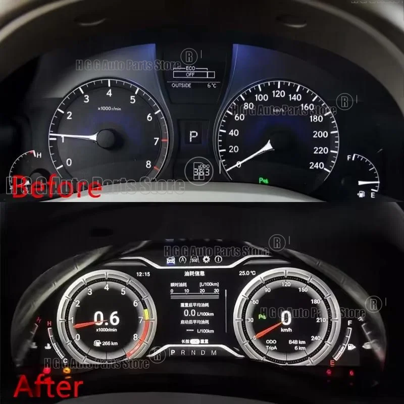 12.3 inch Car Digital Cluster For Lexus RX 2009-2015 LCD Dashboard Instrument Panel Smart Gauges Module Auto Speed Meter Screen