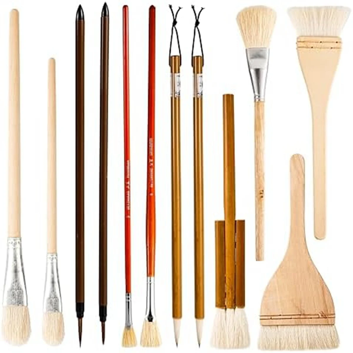 12Pcs Ceramic Glaze Brush Set,Pottery Glaze Brushes Acrylic Watercolor for Drawing Artists Painting Students Kids Adults