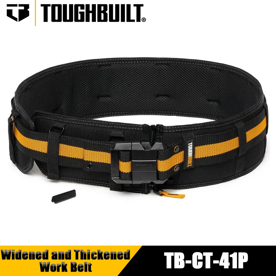 TOUGHBUILT TB-CT-41P Widened and Thickened Work Belt Padded Belt Adjustable Heavy Duty Buckle Waist Bag Clip Tool Accessories