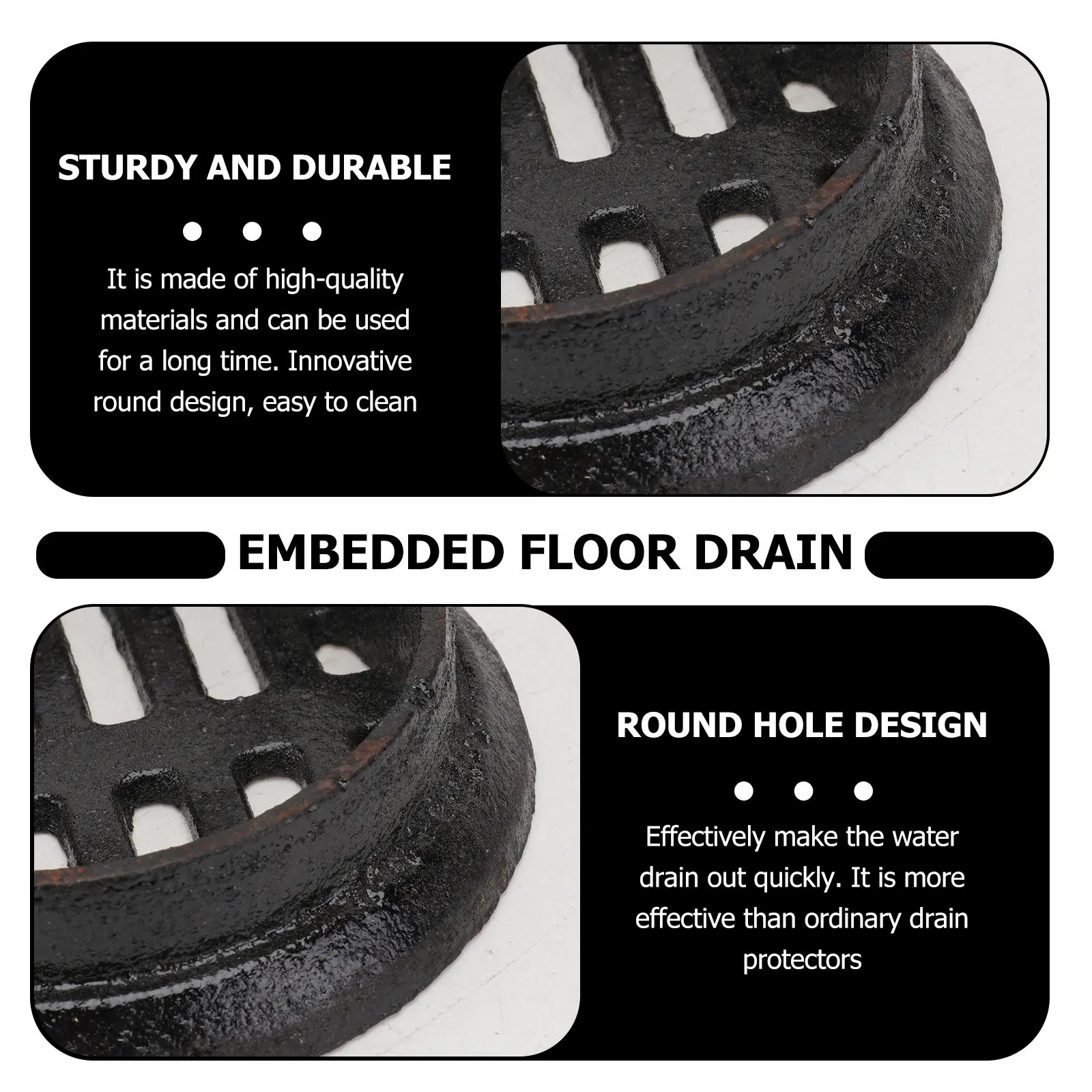 1Pcs Cast Iron Floor Drain Rust Proof Embedded Drainage Ground Leakage Shower Hair Catcher Round Filter Cover Drain Accessory