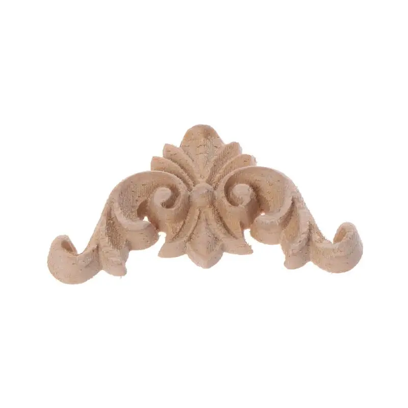 4pcs/set Wood Carved Corner Flower Onlay Applique Unpainted Frame Cupboard Cabin