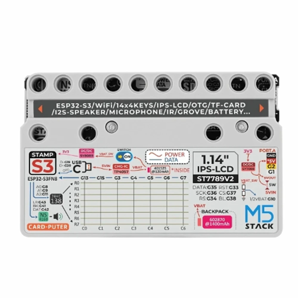 M5stack Cardcomputer StampS3 microcontroller 56 key keyboard card computer DIY accessories