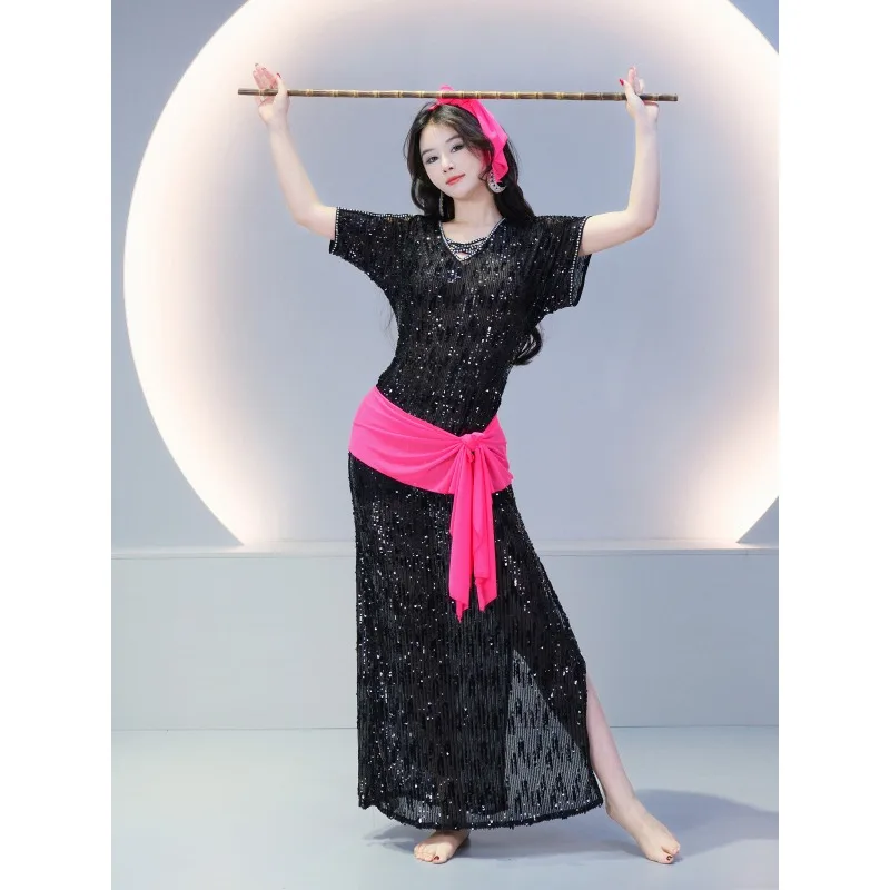 trajes-de-danza-del-vientre-personalizados-tunica-brillante-conjunto-de-danza-saidi-con-varillas-danza-folclorica-baladi-conjunto-largo-con-abertura-para-practica-y-actuacion