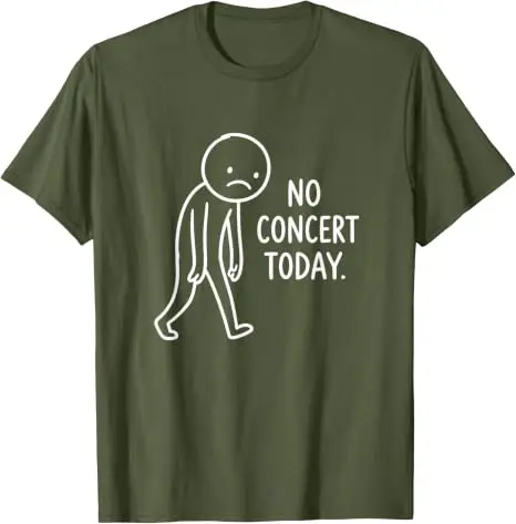 Lustiges trauriges Strichmännchen, kein Konzert heute, Musikliebhaber, Humor-T-Shirt, Y2k, verspieltes Comic-Grafik-Spruch-T-Shirt, personalisierte Streetwear – Detail 15