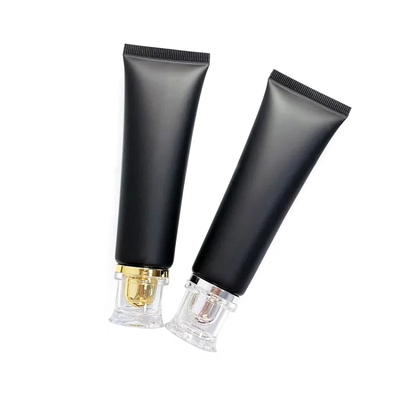 Wholesale New 50g/ml Cosmetic Soft Tubes Matte Black Cream Sample Tube Lotion Bottle Man Makeup Bottles