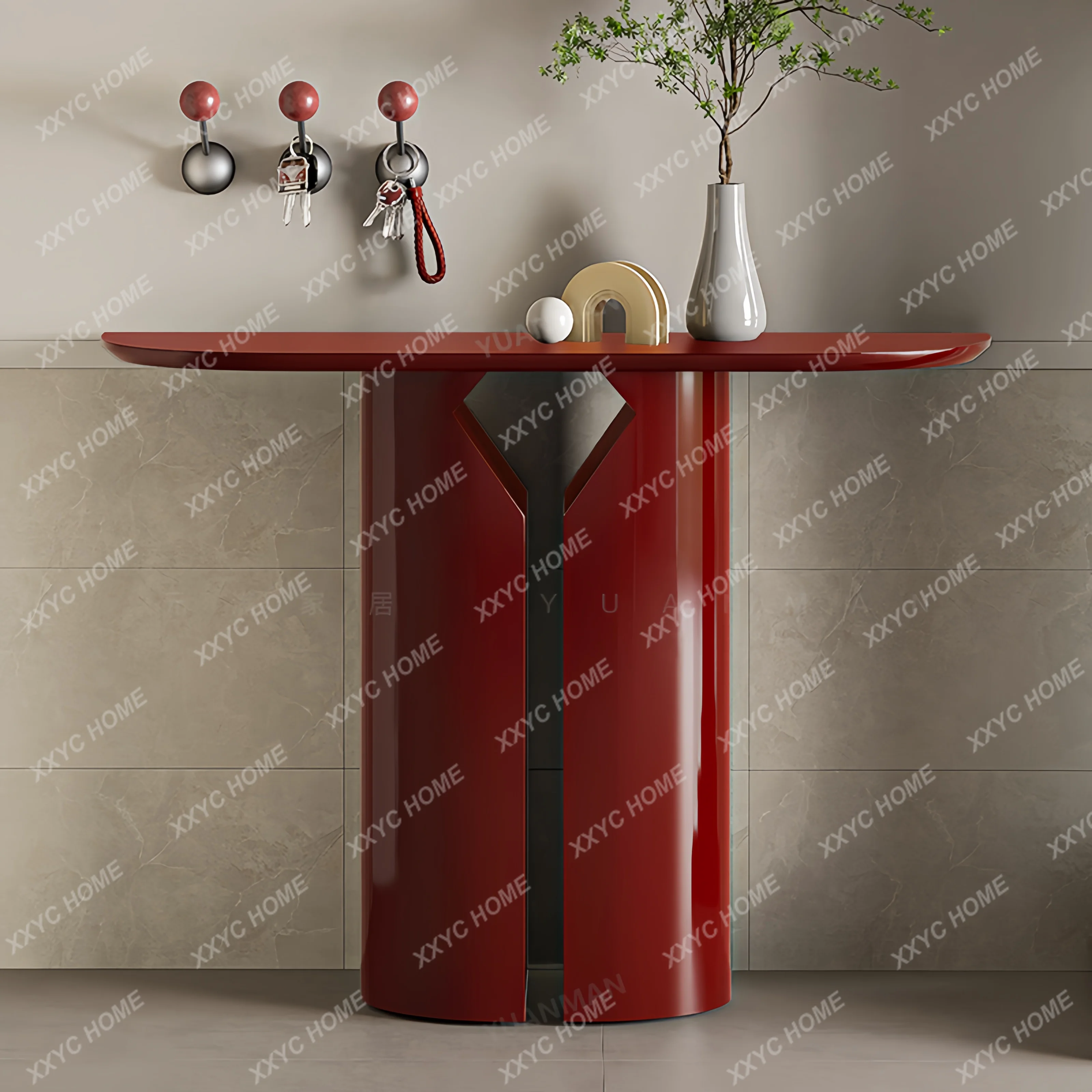 

L Love entrance table, living room entrance door, red entrance table, creative , modern simple view table