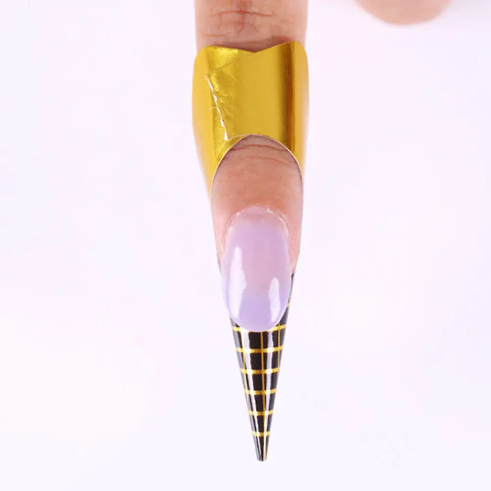 

1 Roll of 500PCS Nail Art Paper Tray Stylish Gel Nail Guide Stickers Nail Extension Nail Forms Shaped Nail Tips Manicure Extensi