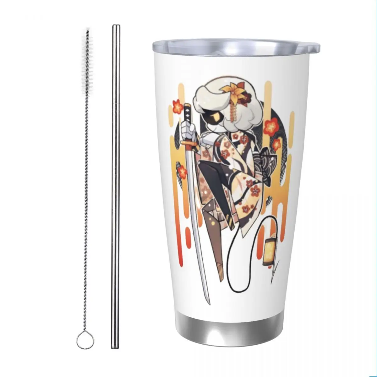 Murder Drones Insulated Tumbler with Straws Game Stainless Steel Thermal Mug Office Home Thermos Bottle Cups, 20oz