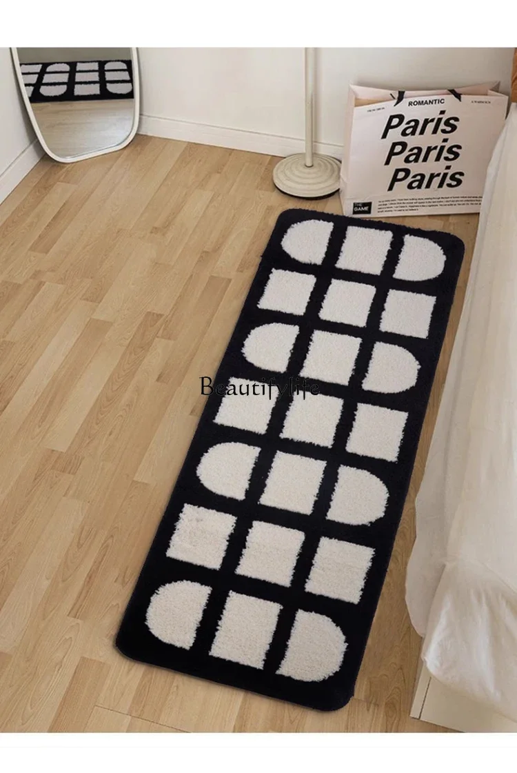 Black and White Style Bedroom Carpet Bedside Room under Bed Living Room Floor Mat Advanced