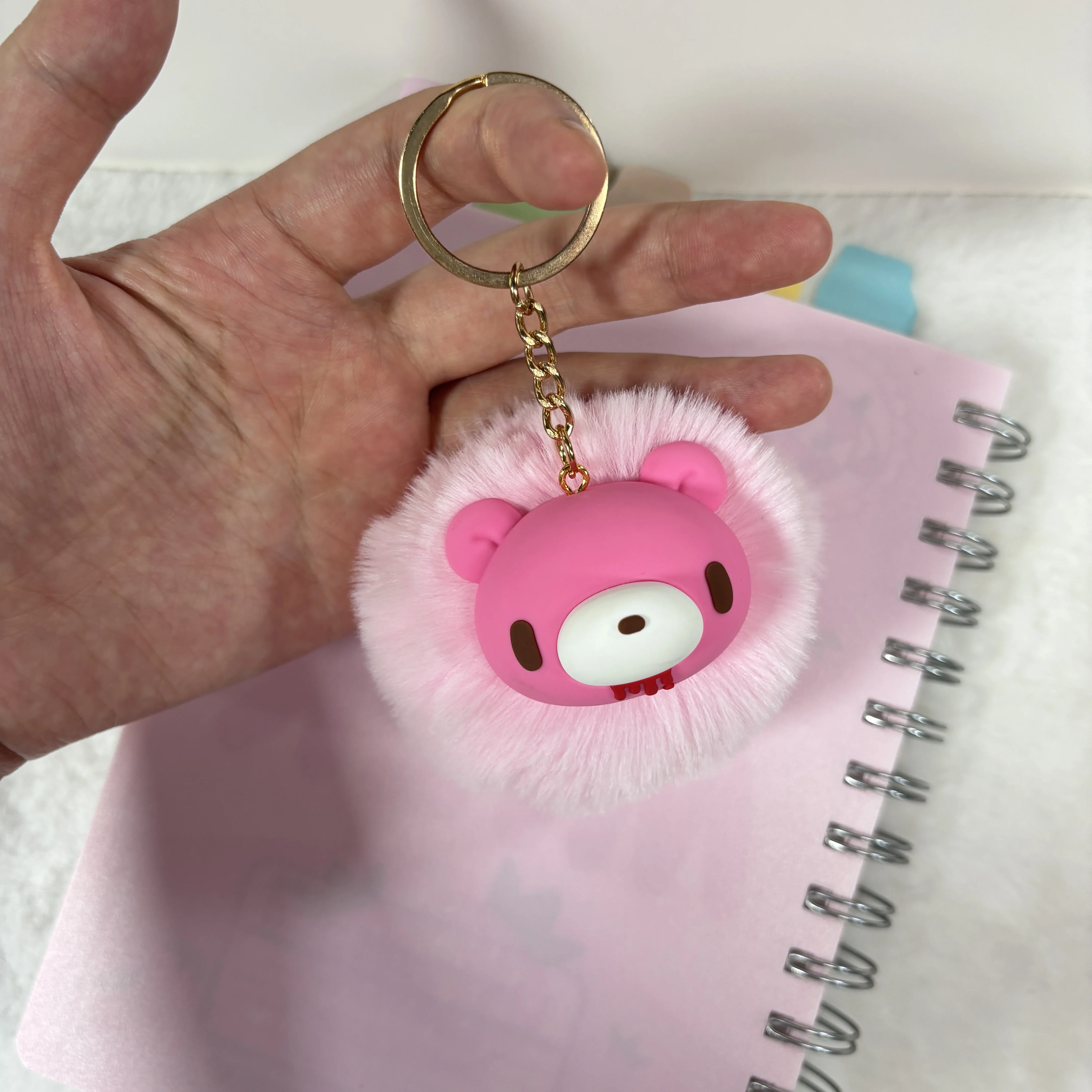 Cute Bear Keychains with Fluffy Pom-Poms - Vibrant colors, adorable bear heads, perfect for keys or bags