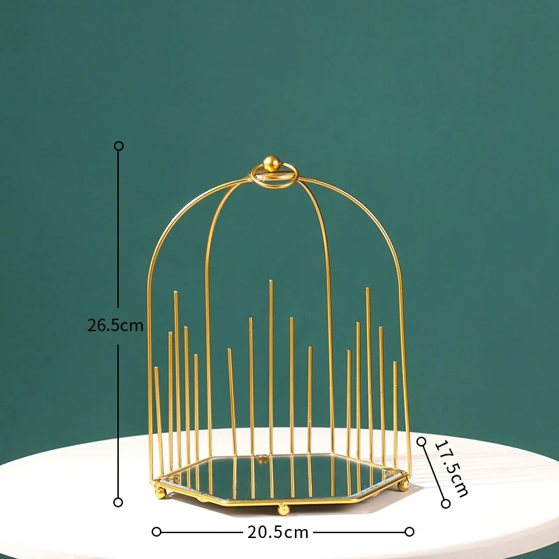 Nordic Simple Desktop Storage Rack Portable Hollow Bird Cage Cosmetic Display Shelf Multifunction Organizer