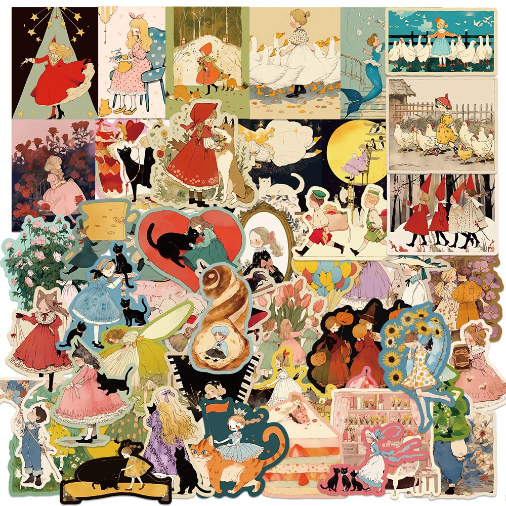 

50 Vintage Fairy Tales Graffiti Stickers Luggage Scooter Laptop Phone Case Decorative Stickers