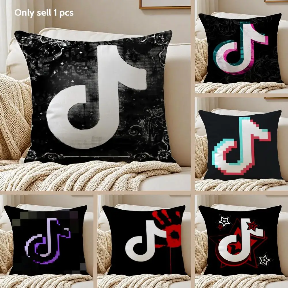 Cool T-Tiktok Cushion Cover Silky Short Plush Sofa Pillow Cover Hidden Zipper Soft Dustproof Case for Home Decor