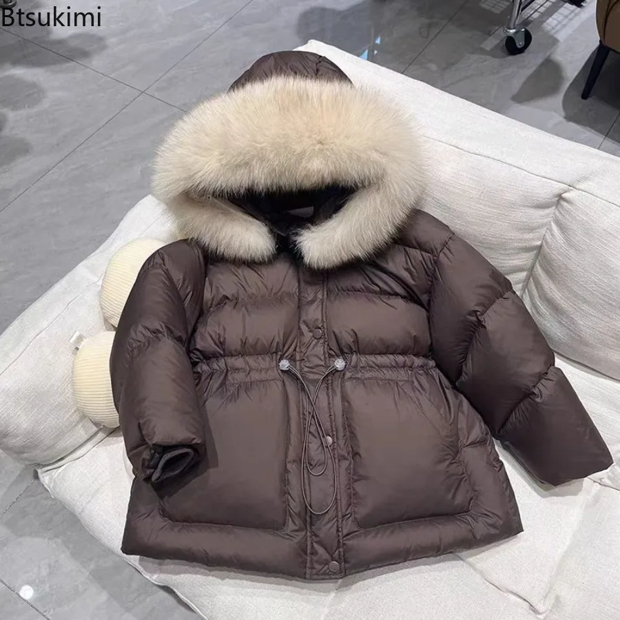 Children's Medium To Long Cotton-padded Jacket Winter New Teen Boys Girls Thick Warm Parka Coat Big Fur Collar Hooded Outerwear