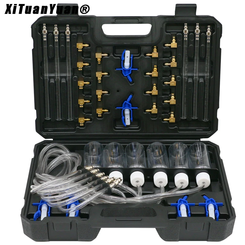 

New Diesel Injector Flow Meter Test Kit, 6 Cylinder Common Rail Adaptor Leak Off Fuel Diagnostic Tool Set