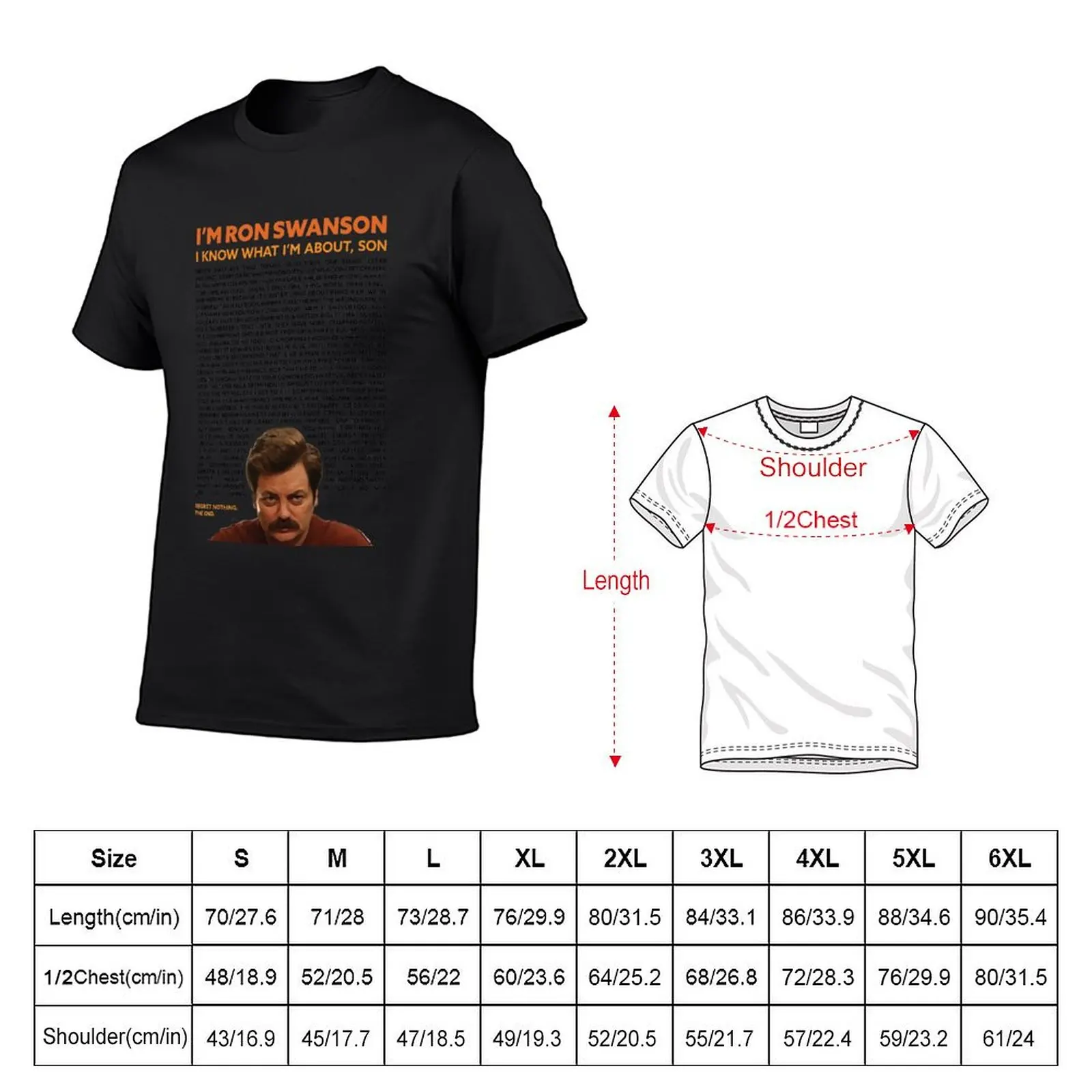 Ron Swanson Quotes Design T-Shirt anime figures korean fashion graphic t shirts cute clothes t shirts for men cotton