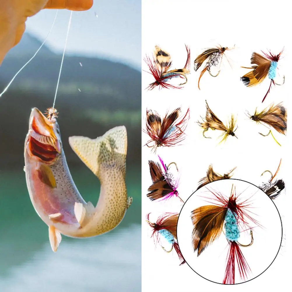 12Pcs/Set Fly Hook Stimulated Portable Nylon Simulation Moths Fly Fishing Swim Bait for Rivers