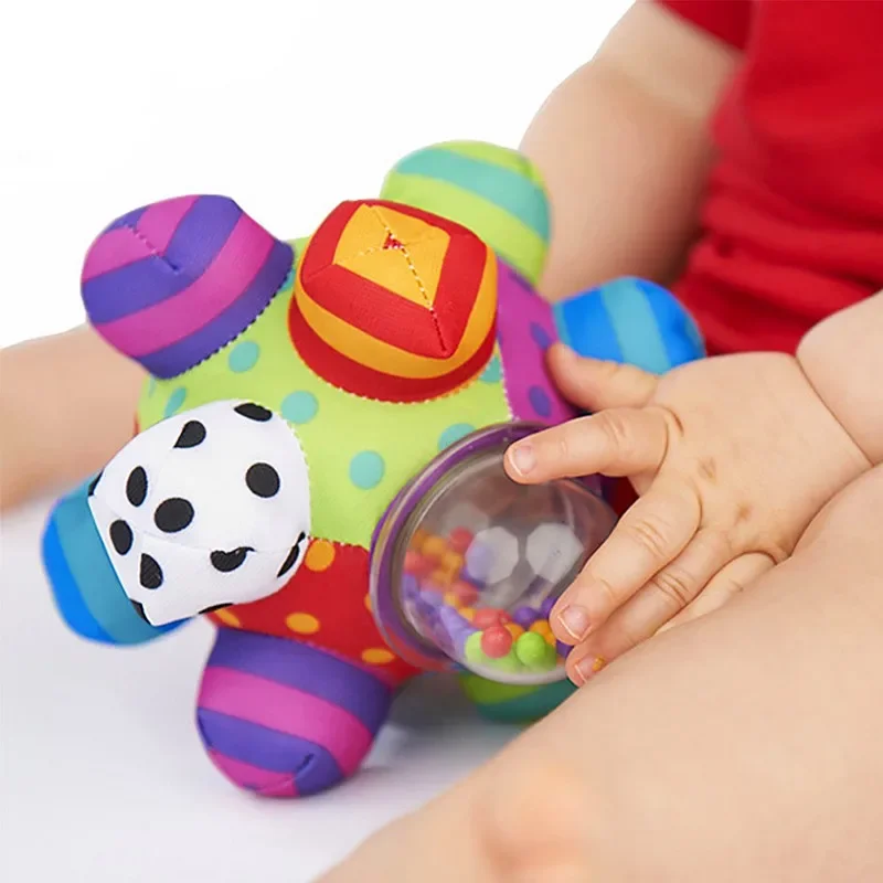 Baby 3d weiches Tuch berühren Hand greifen Bubble Ball Puzzle Kinder Farbe Perlen kleine laute Glocke Rassel Spaß Bälle Lernspiel zeug