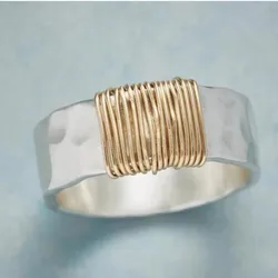 KSRA 2024 New Fashion Geometric Lines Wide Face Ring  For Women Antique Style Loop Handicraft Minimalist personality