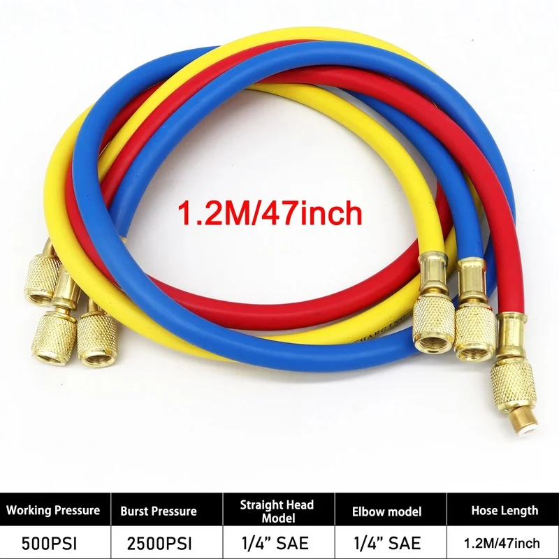 

Refrigerant Manifold Gauge Set for Air Conditioning with Hook Hose for R410A, R22, R404A, R134A Charging Tool