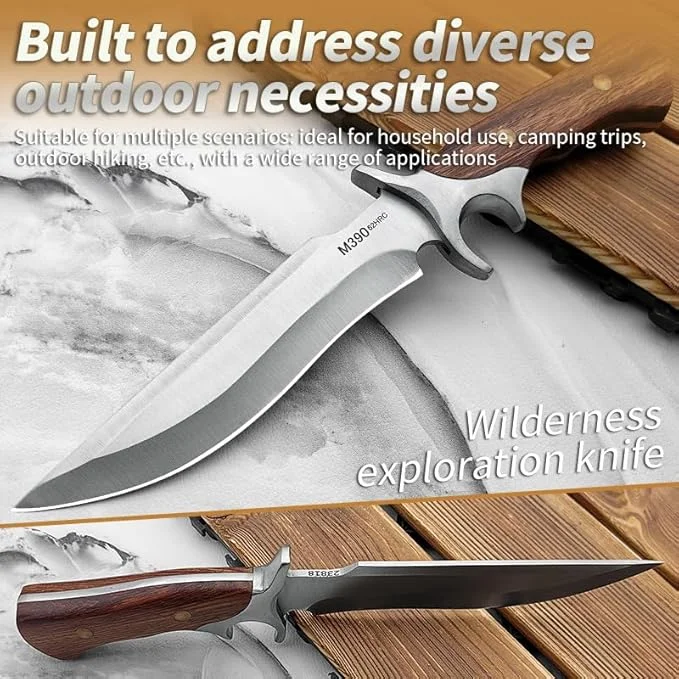 Outdoor Pocket knife M390 steel Fixed blade knife with Leather Sheath Butcher Meat Cleaver for Outdoor Camping BBQ view 5