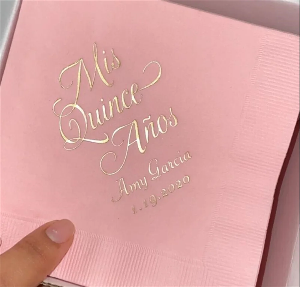 Mis Quince Anos Birthday Napkins Personalized Set of 50 Custom Printed 15 Fifteen Fifteenth Party Supplies Spanish